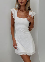 Auroraah Frill Mini Dress White