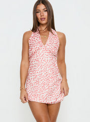 Sweet Summers Halter Mini Dress Red Multi