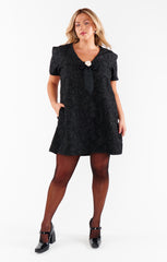 Jeanette Dress ~ Black Blooms Jacquard