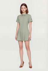 Poplin Short Sleeve Skater Shirt Dress