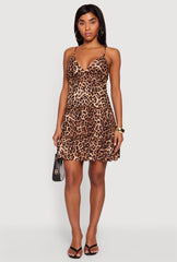 Leopard Print Ruffle Tiered Cami Mini Dress