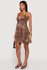 Leopard Print Ruffle Tiered Cami Mini Dress