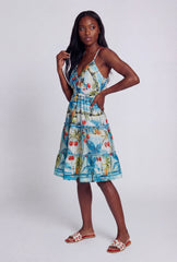 Cherry Palm Tree Print Ruffle Tiered Dress