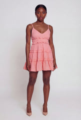 Spaghetti Strap V Neck Tiered Mini Dress