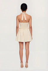 Striped Smocked Halter Mini Dress