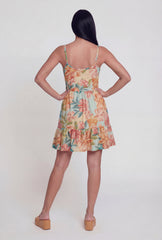 Sleeveless Floral Print Tiered Skater Dress