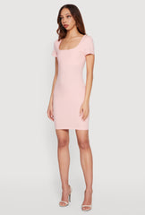 Short Sleeve Square Neck Mini Dress