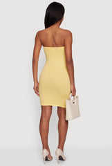 Side Ruched Tube Midi Dress