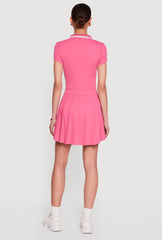Half Zip Front Polo Skater Dress