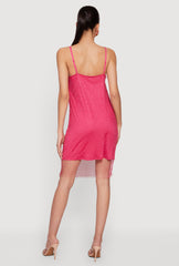 Rhinestone Fishnet Lined Mini Dress