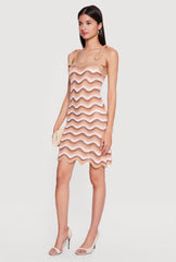 Chevron Crochet Tie Strap Mini Dress