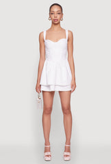Floral Eyelet Tiered Bustier Skater Dress