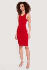 Rib Knit Side Stripe Racerback Tank Dress