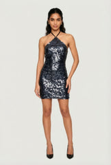 Sequin Halter Mini Dress
