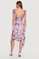 Ruffled Tie Front Asymmetrical High Low Dress
