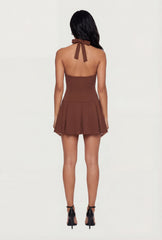 Ponte Halter Mini Skater Dress