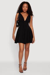 V-Neck Corset Mini Dress