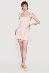 Lace Detail Milkmaid Mini Dress