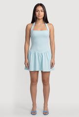 Ponte Halter Neck Corset Skater Dress