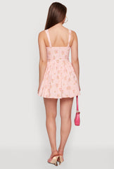 Ditsy Floral Corset Detail Mini Dress