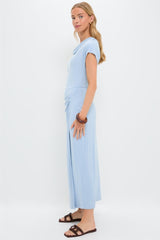 Blue Fog Faux Wrap Senna Dress