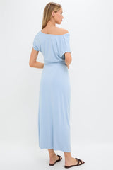 Blue Fog Faux Wrap Senna Dress