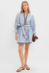 Chambray Embroidered Dowling Mini Dress
