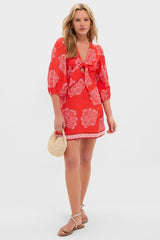 Indira Coral Tie Front Mini Dress