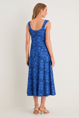 Cobalt Blue Dahlia Floral Catie Dress