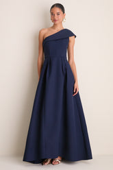 Navy Saphine One Shoulder Gown