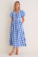 Blue Gingham Prim Maxi Dress