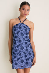 Navy & Slate Sunflower Eyelet Helen Mini Dress