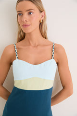 Ocean Mist Colorblock Linen Hailey Maxi Dress