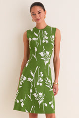 Cactus and Cream Jacquard Mini Dress