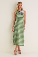 Cactus Multi Rose Detail Knit Halter Dress