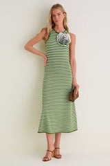 Cactus Multi Rose Detail Knit Halter Dress