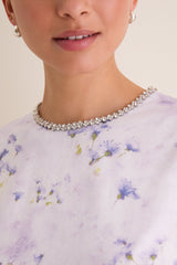 Lilac Floral Crystal Embellished Floria Mini Dress