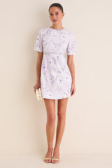 Lilac Floral Crystal Embellished Floria Mini Dress