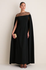 Black Estelle Cape Maxi Dress