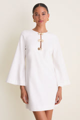 Ivory Linen Shell Hardware Etta Mini Caftan
