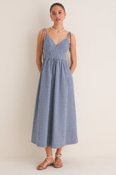 Navy Gingham Sloan Maxi Dress
