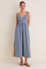 Navy Gingham Sloan Maxi Dress