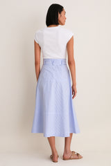 Blue and White Stripe Belmar Mixed Media Dress