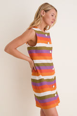 Multicolor Horizontal Stripes Camille Short Dress
