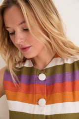 Multicolor Horizontal Stripes Camille Short Dress
