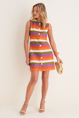 Multicolor Horizontal Stripes Camille Short Dress