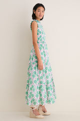 Monarch Green Sleeveless Smocked Maxi Dress