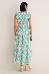 Monarch Green Sleeveless Smocked Maxi Dress