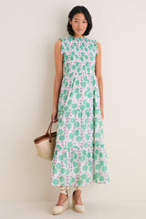 Monarch Green Sleeveless Smocked Maxi Dress