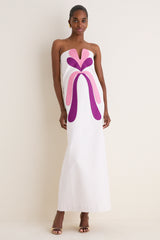 Off White Structured Petal Maxi Dress
